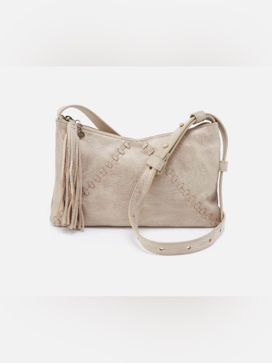 HOBO Handbags - HOBO Cream Leather Crossbody with Tassel and Whipstitch Detail